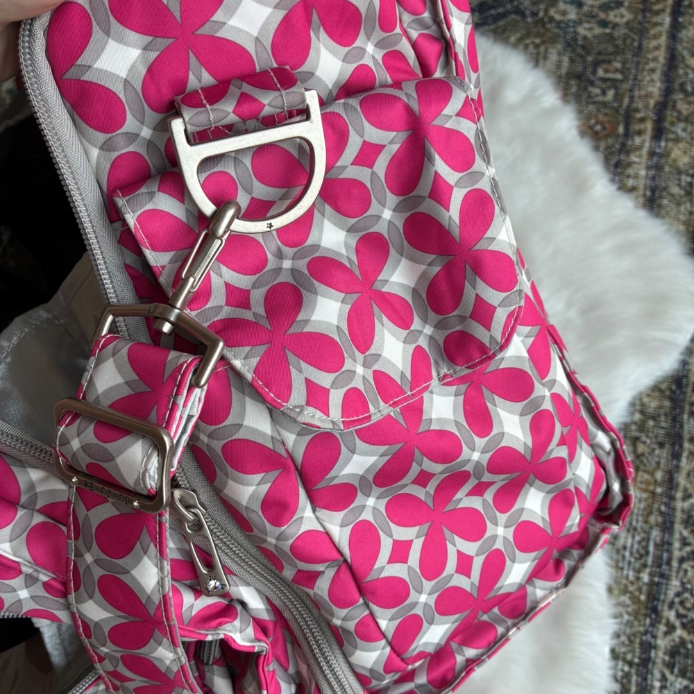 Ju Ju Be Be Prepared Pink Pinwheel Diaper Bag Large Floral Travel Tote - Picture 9 of 16